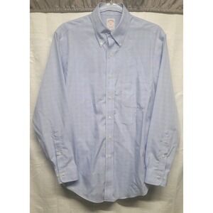 Brooks Brothers 346 Slim Fit Shirt Blue Plaid 14 1/2 Button Up Non Iron